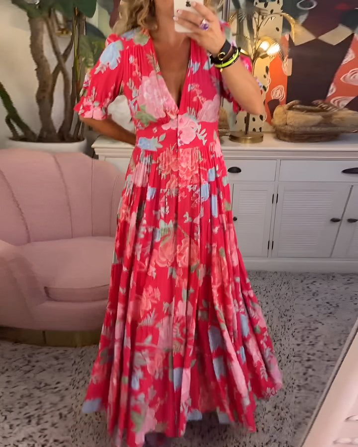 Tessa | Elegante jurk met bloemenprint en V-hals