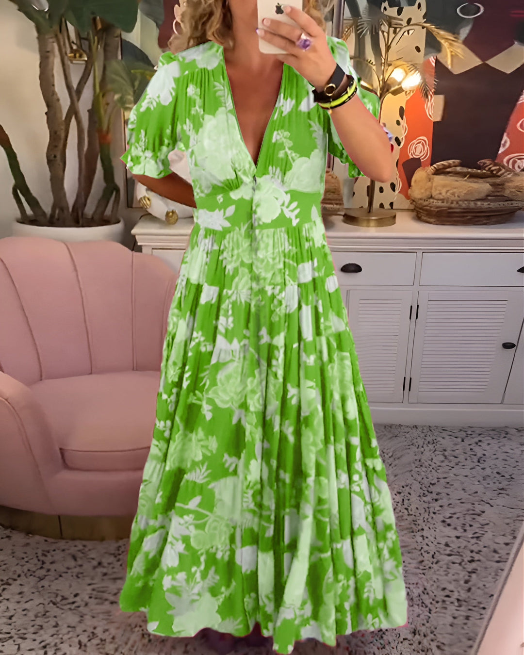 Tessa | Elegante jurk met bloemenprint en V-hals