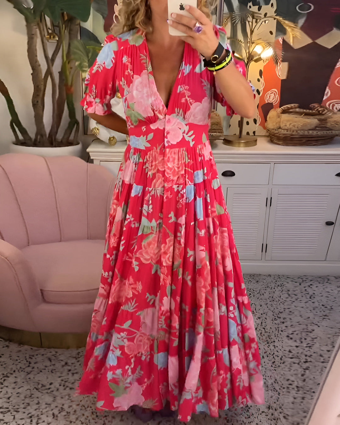 Tessa | Elegante jurk met bloemenprint en V-hals