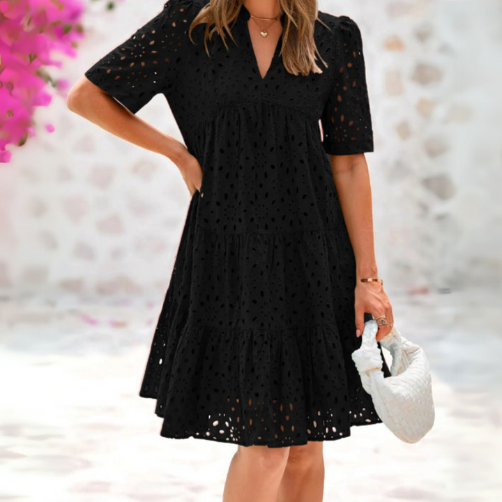 Ilse | Elegante kanten ruches zomerjurk