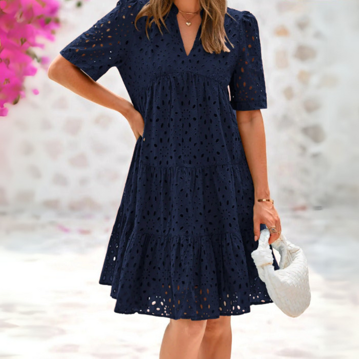 Ilse | Elegante kanten ruches zomerjurk