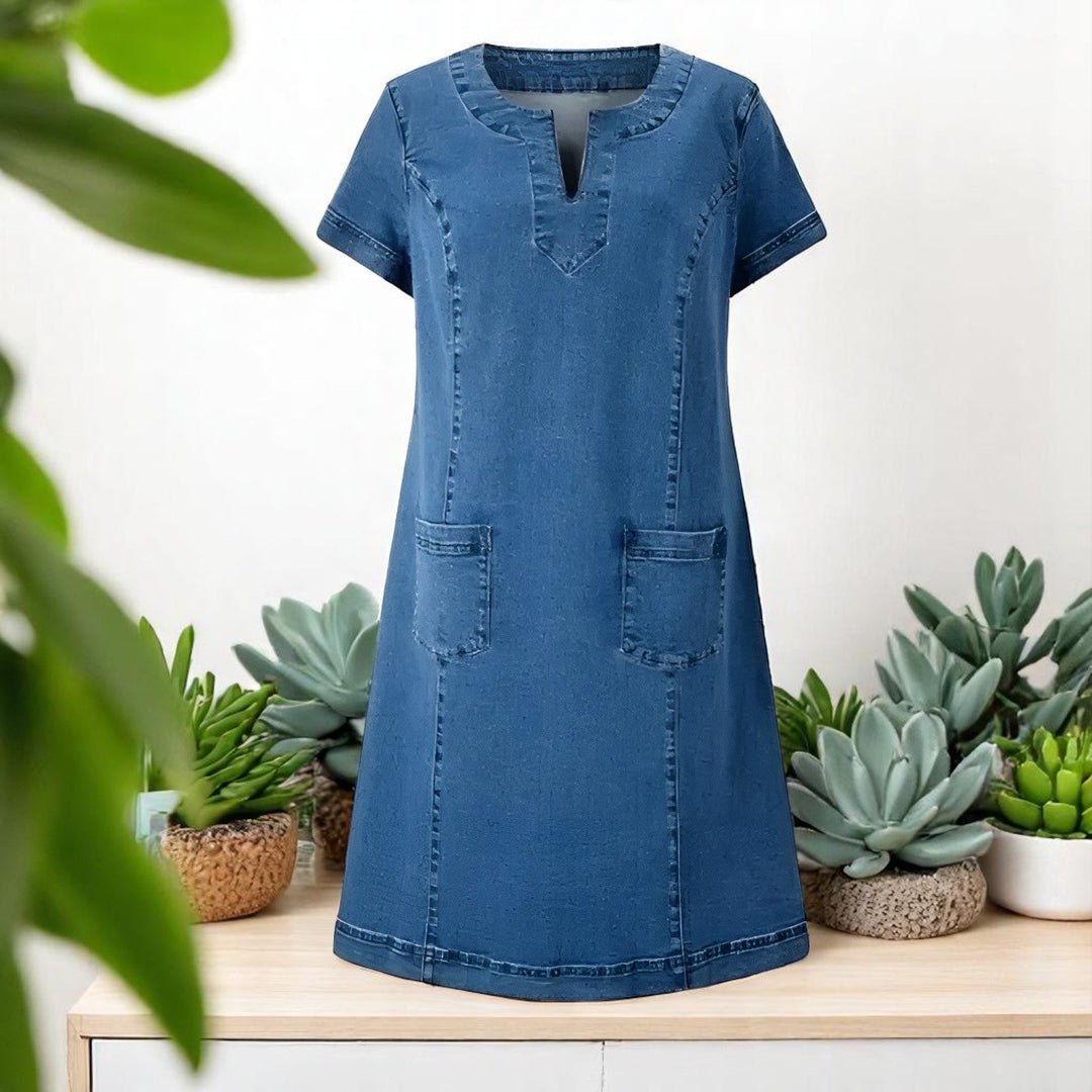 Floor | Zachte Denim Jurk met Zakken