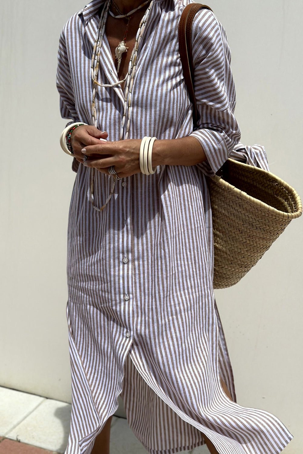 Celia | Elegante gestreepte overhemdjurk